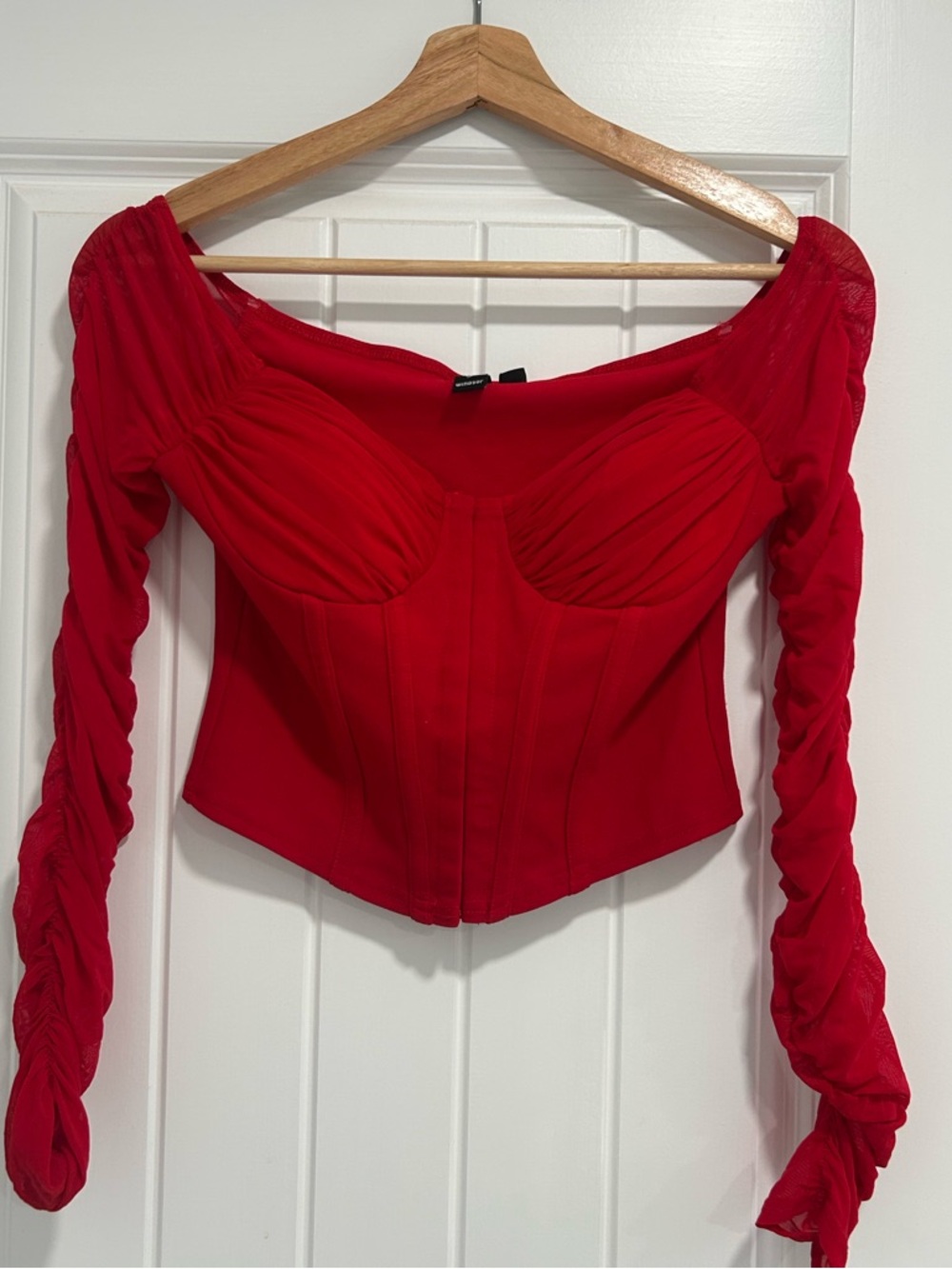 Windsor Red Off-the-Shoulder Corset Blouse